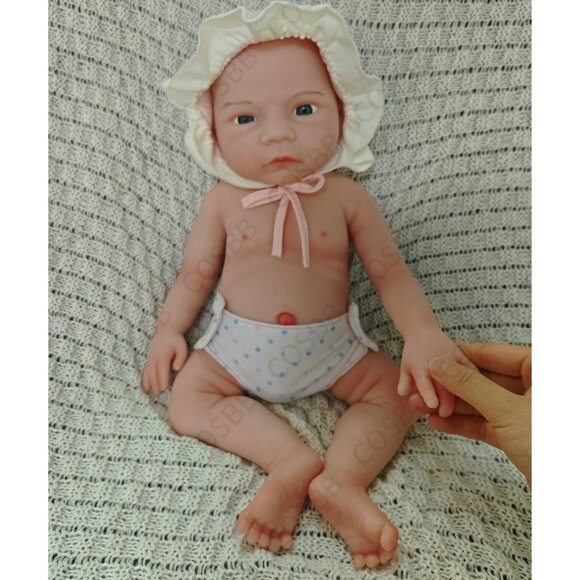 45cm Can Drink Water &Pee Newborn Girl Doll Full Body Silicone Reborn Baby Dolls - Picture 1 of 8
